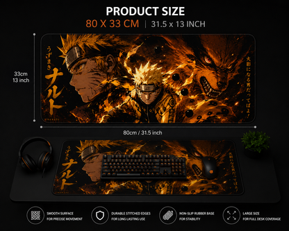 Naruto Premium Anti-Slip Gaming Desk Mat – 3mm Thick, Stitched Edges
