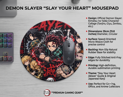 Demon Slayer circular mouse pad Premium Round Gaming Mouse Pad – Smooth Surface & Anti-Slip Base (3mm Thick)