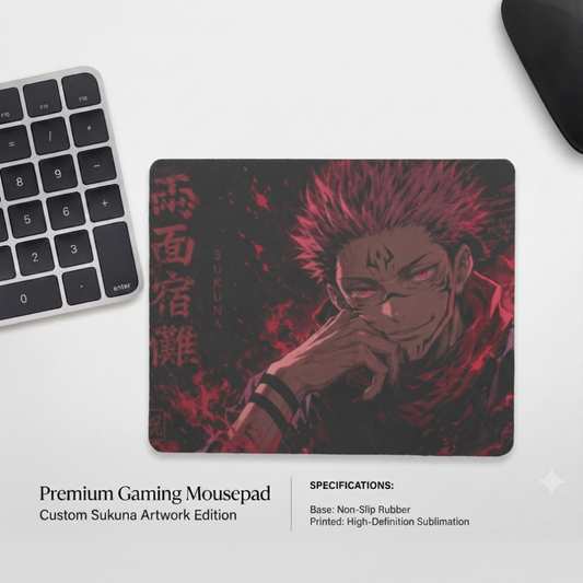 Sukuna Premium Square Gaming Mouse Pad – 3mm Non-Slip Rubber Base