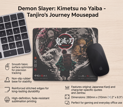 Demon Slayer Premium Square Gaming Mouse Pad – 3mm Non-Slip Rubber Base