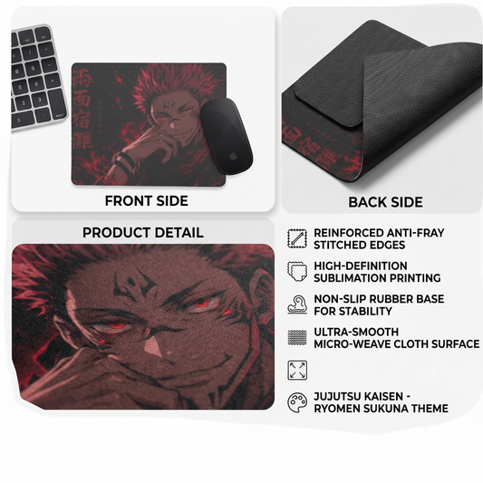 Sukuna Premium Square Gaming Mouse Pad – 3mm Non-Slip Rubber Base