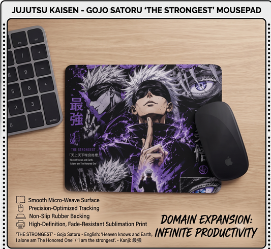Gojo Satoru Premium Square Gaming Mouse Pad – 3mm Non-Slip Rubber Base