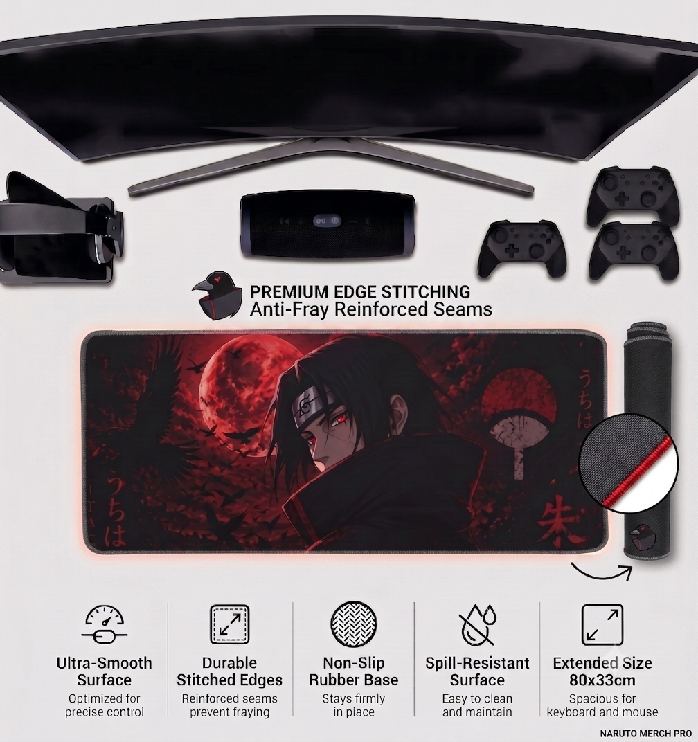 Itachi Uchiha Gaming Pad Precision Pro Gaming Mouse Pad – Anti-Slip, Stitched Edges, 3mm Thick