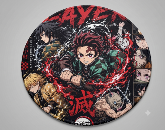 Demon Slayer circular mouse pad Premium Round Gaming Mouse Pad – Smooth Surface & Anti-Slip Base (3mm Thick)