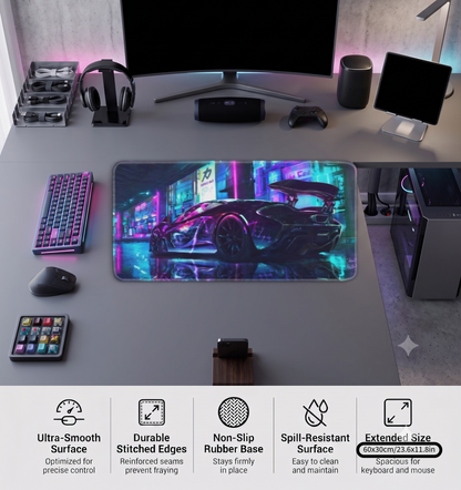 Car Premium Anti-Slip Gaming Desk Mat – 3mm Thick, Stitched Edges
