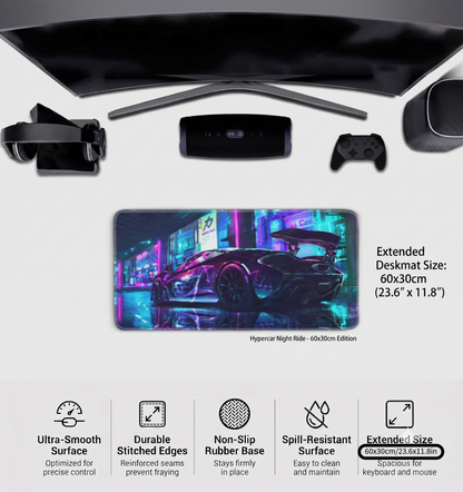 Car Premium Anti-Slip Gaming Desk Mat – 3mm Thick, Stitched Edges