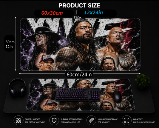 Roman Reigns Premium Anti-Slip Gaming Desk Mat – 3mm Thick, Stitched Edges