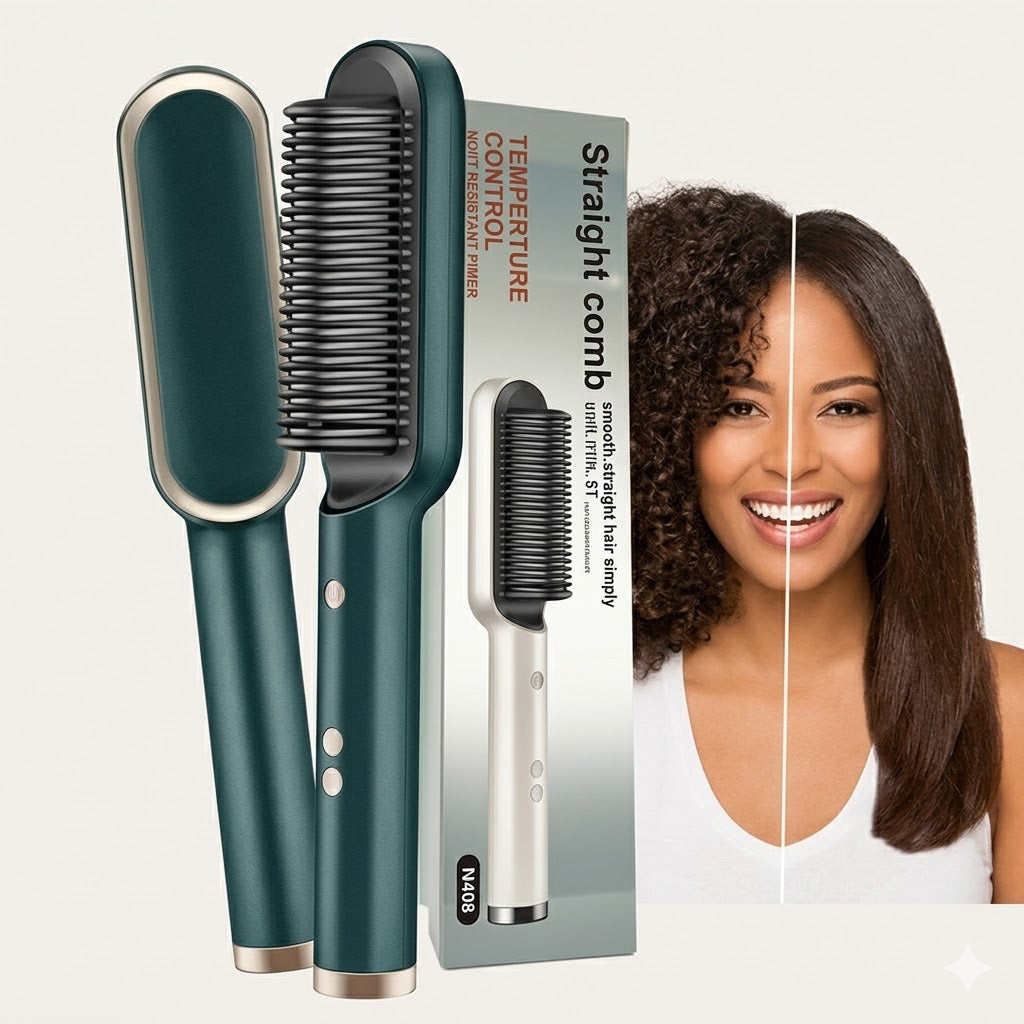5-in-1 Professional Hair Straightener brush for Women & Men, Hair Styler, Straightener Machine Brush/PTC Heating Electric Straightener with 5 Temperature Control (Multi colour)