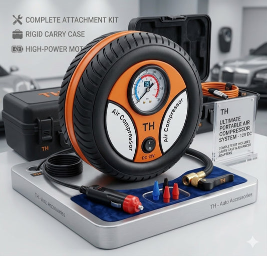 Automatic Car Air Compressor Pump - Portable 12V Tyre Inflator for Cars, Bikes & Balls