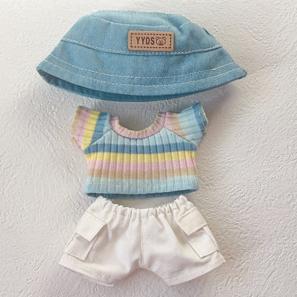 Labubu First- Second- And Third-Generation Baby Clothes Fisherman Hat Rainbow Set