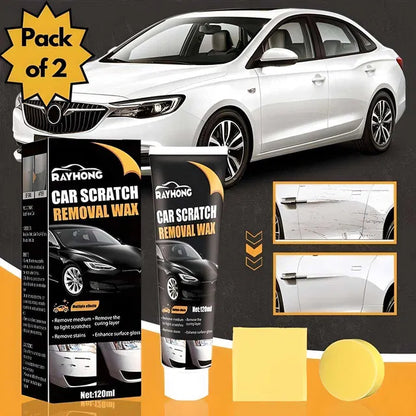 Premium Car Scratch Removal Wax & Swirl Remover (Pack of 2) – High-Gloss Paint Restorer with Sponge
