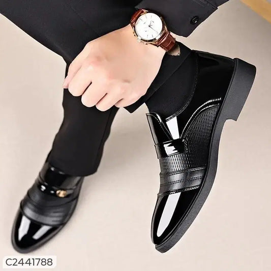 Elegant Men’s Black Slip-On Formal Shoes – Sleek & Comfortable