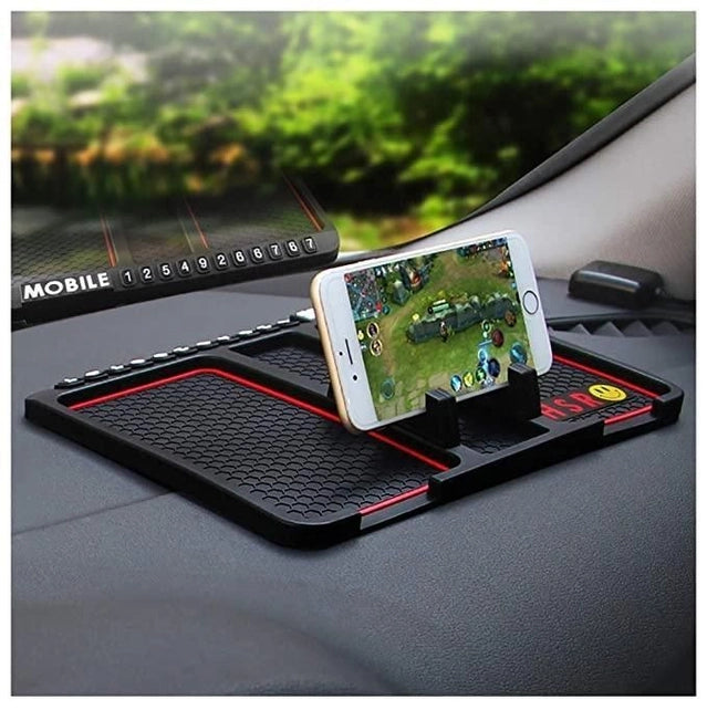 3-in-1 Silicone Car Dashboard Mobile Holder & Anti-Slip GPS Mat