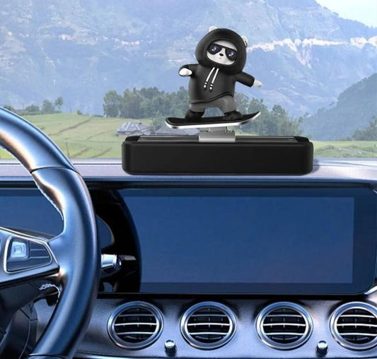 Skateboarding Panda Car Dashboard Toy –Auto Sliding Motion Decor, Cool Sliding Car Accessory, Fun Car Interior Decoration Accessories (Black)