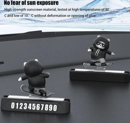 Skateboarding Panda Car Dashboard Toy –Auto Sliding Motion Decor, Cool Sliding Car Accessory, Fun Car Interior Decoration Accessories (Black)