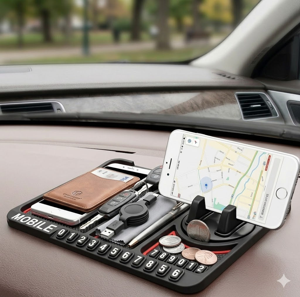 3-in-1 Silicone Car Dashboard Mobile Holder & Anti-Slip GPS Mat