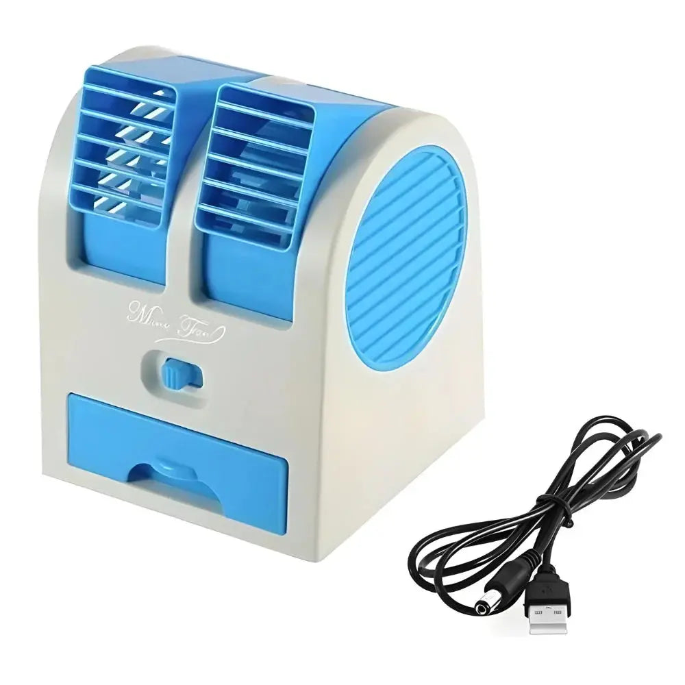 2-in-1 Portable Mini Air Cooler & Desktop Fan (USB/Battery Powered)