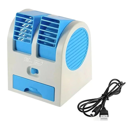 2-in-1 Portable Mini Air Cooler & Desktop Fan (USB/Battery Powered)