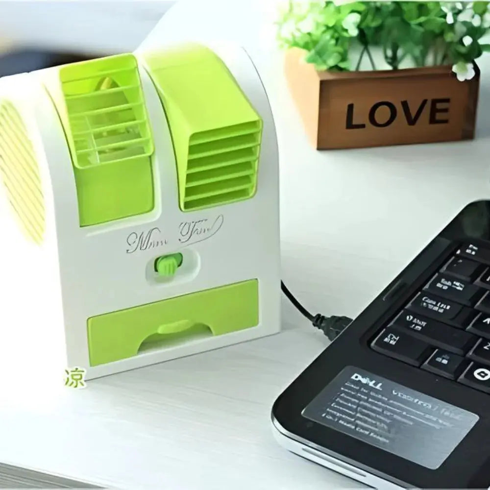 2-in-1 Portable Mini Air Cooler & Desktop Fan (USB/Battery Powered)
