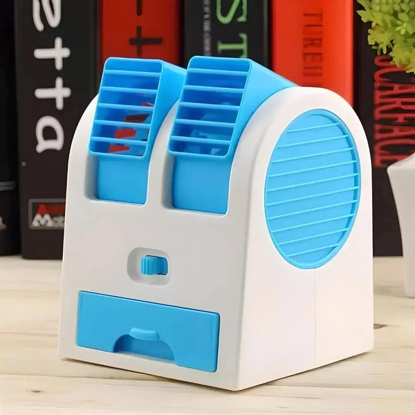 2-in-1 Portable Mini Air Cooler & Desktop Fan (USB/Battery Powered)