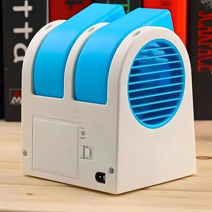 2-in-1 Portable Mini Air Cooler & Desktop Fan (USB/Battery Powered)