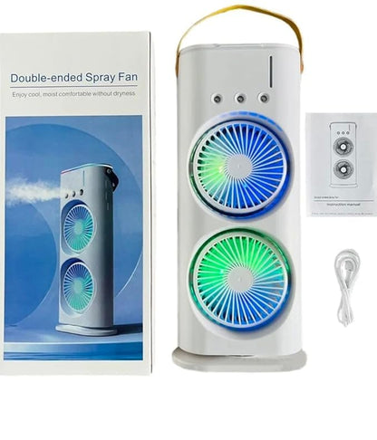 2-in-1 Portable Double-Ended Mist Fan | USB Rechargeable Desktop Cooling Fan with Humidifier