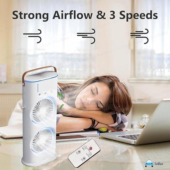 2-in-1 Portable Double-Ended Mist Fan | USB Rechargeable Desktop Cooling Fan with Humidifier