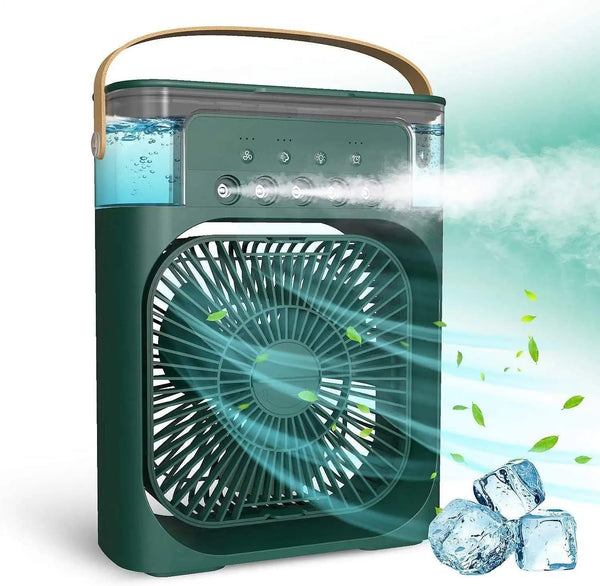 Portable Mini Air Cooler – 3-in-1 Evaporative Humidifier & Fan with 7-Color LED Night Light, 3 Spray Modes & Timer for Home, Office, and Travel