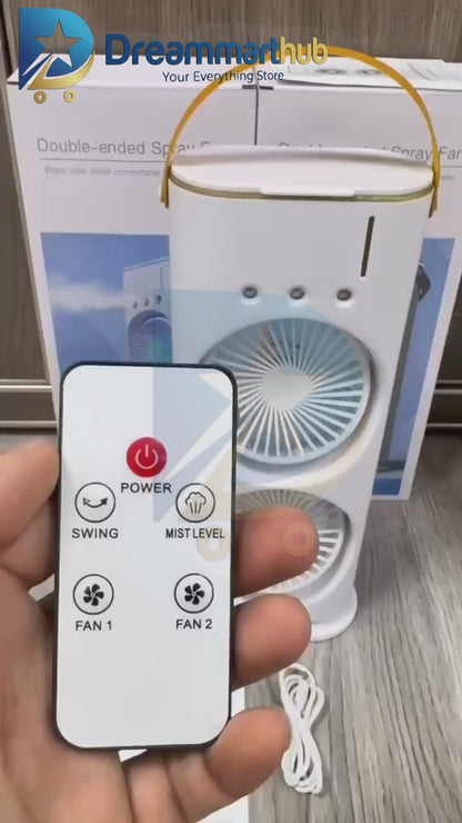 2-in-1 Portable Double-Ended Mist Fan | USB Rechargeable Desktop Cooling Fan with Humidifier
