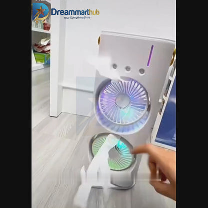 2-in-1 Portable Double-Ended Mist Fan | USB Rechargeable Desktop Cooling Fan with Humidifier