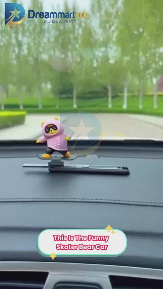 Skateboarding Panda Car Dashboard Toy –Auto Sliding Motion Decor, Cool Sliding Car Accessory, Fun Car Interior Decoration Accessories (Black)