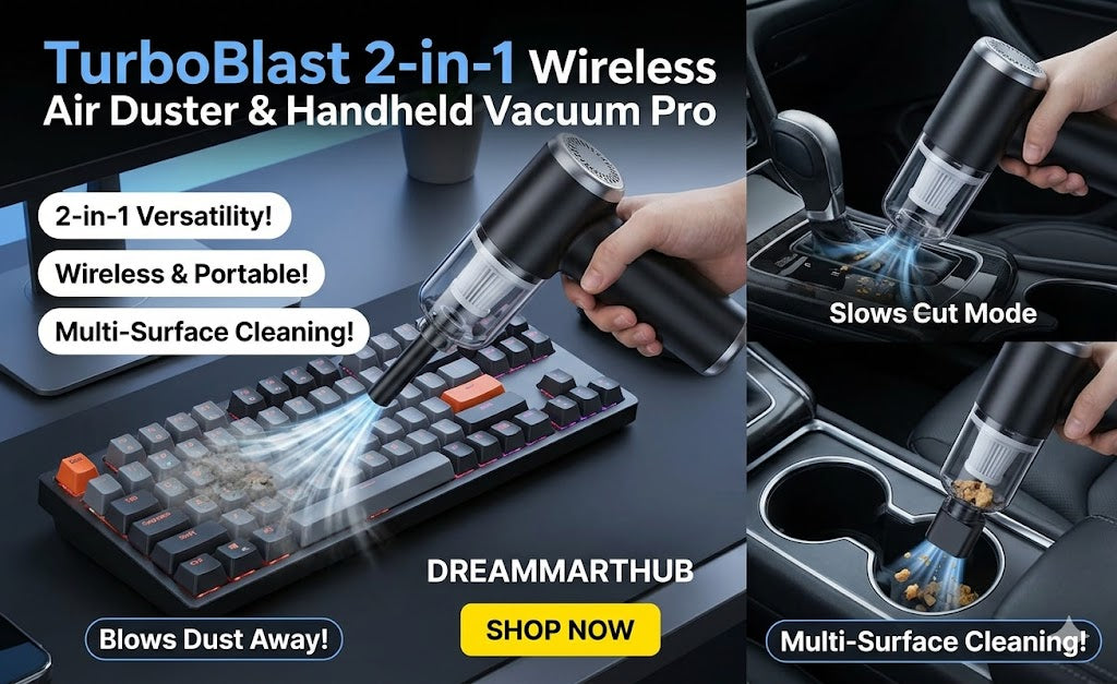 TurboBlast 2-in-1 Wireless Air Duster & Handheld Vacuum Pro